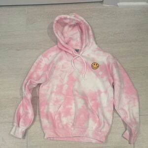 Smiley Pink Tie-Dye Hoodie Size S